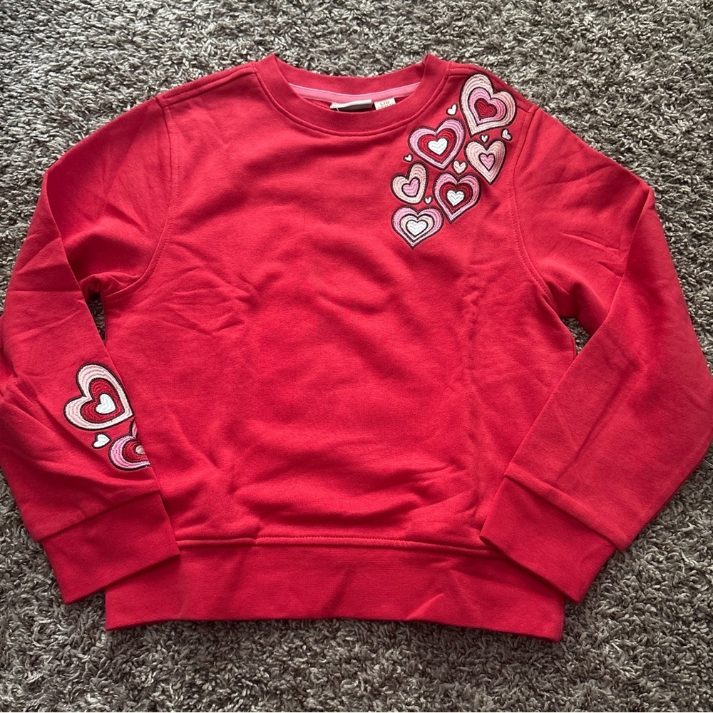 Scotch & Soda Red Sweatshirt with Heart Appliqués